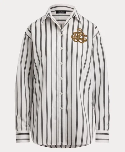 Ralph Lauren Women's Relaxed Fit Striped Shirt In White