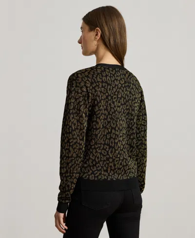 Ralph Lauren Women's Metallic Ocelot Long Sleeve Cardigan In Multi
