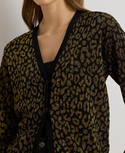 Ralph Lauren Women's Metallic Ocelot Long Sleeve Cardigan In Multi
