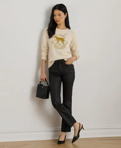 Ralph Lauren Lauren  Embroidered Crewneck Sweater In Neutral