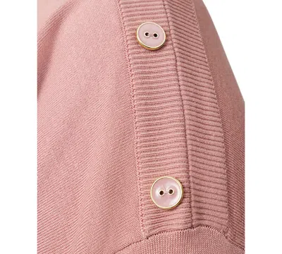 Melissa Paige Plus Size Button-trim Drop-shoulder Sweater In Pink