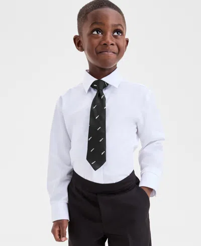Kenneth Cole Reaction Boys 4t-7 White Shirt, Pants And Black Tie 3-piece Set In Red