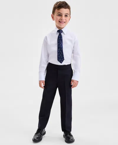 Kenneth Cole Reaction Boys 4t-7 White Shirt, Blue Pant And Tie 3-piece Set In White