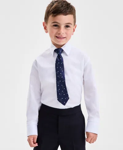 Kenneth Cole Reaction Boys 4t-7 White Shirt, Blue Pant And Tie 3-piece Set In White
