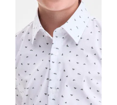 Kenneth Cole Reaction Boys 8r-20r White And Green Planes Classic Shirt In White