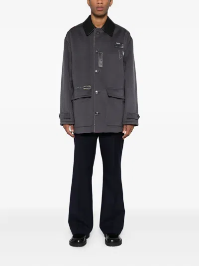 Marni Leather Collar Jacket In Gray