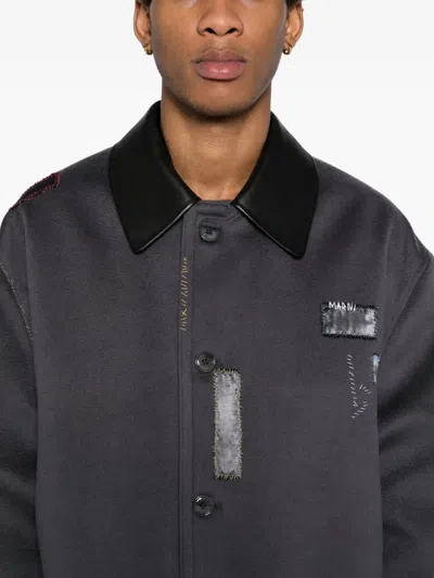 Marni Leather Collar Jacket In Gray