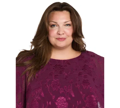 R & M Richards Plus Size Overlay Sleeveless Jumpsuit In Purple