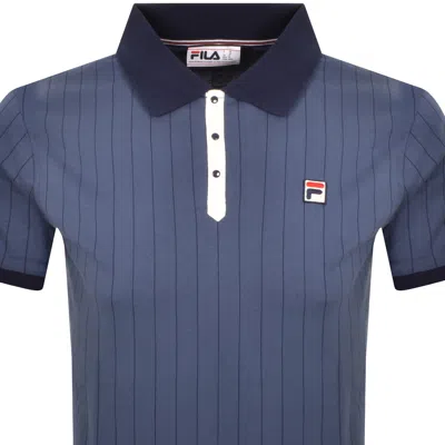 Fila Vintage Classic Stripe Polo T Shirt Blue In Blue
