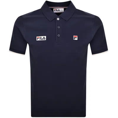Fila Vintage Tipped Rib Basic Polo T Shirt Navy In Blue