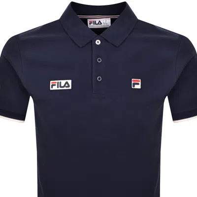 Fila Vintage Tipped Rib Basic Polo T Shirt Navy In Blue