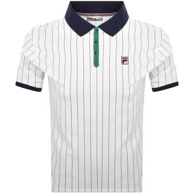 Fila Vintage Classic Stripe Polo T Shirt White In White