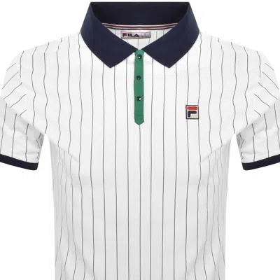 Fila Vintage Classic Stripe Polo T Shirt White In White