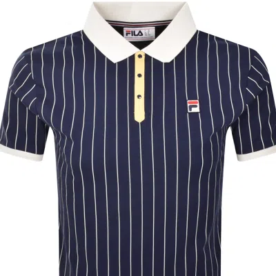 Fila Vintage Classic Stripe Polo T Shirt Navy In Blue