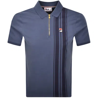 Fila Vintage Dario Zip Polo T Shirt Blue In Blue