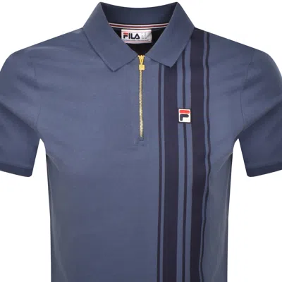 Fila Vintage Dario Zip Polo T Shirt Blue In Blue