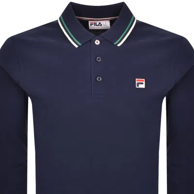 Fila Vintage Monte Long Sleeve Polo T Shirt Navy In Blue