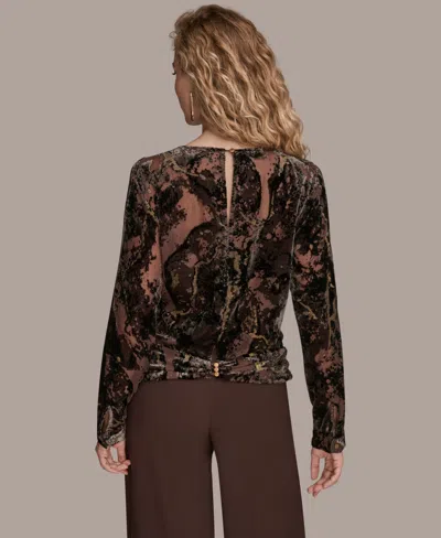 Donna Karan New York Metallic Burnout Top In Black