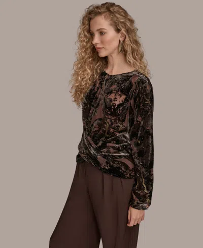 Donna Karan New York Metallic Burnout Top In Black