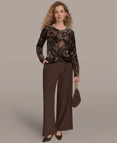 Donna Karan New York Metallic Burnout Top In Black