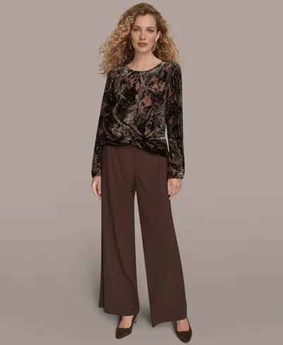 Donna Karan New York Metallic Burnout Top In Black