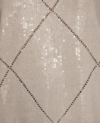 Donna Karan Women's Short Sleeve Sequin Sweater In White