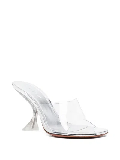 Amina Muaddi Metallic Open-toe Sandals With Sculptural Heel In White