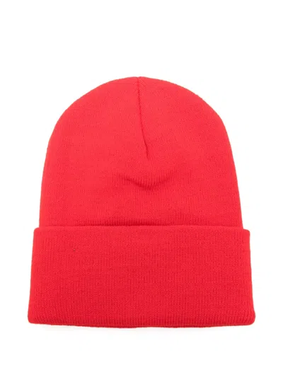 Filson Ballard Watch Logo-patch Beanie In Red