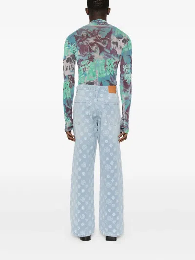 Casablanca Monogram Relaxed Jeans In Blue