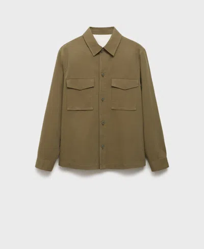 Mango Men's Pockets Lyocell Cotton Jacket In Green