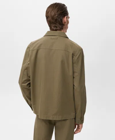 Mango Men's Pockets Lyocell Cotton Jacket In Green