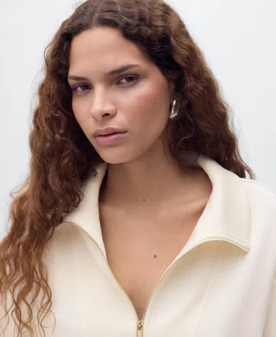 Mango Three-quarter Sleeve Jacket In Neutral