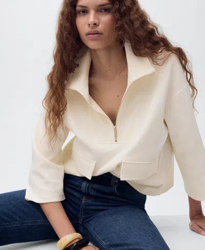 Mango Three-quarter Sleeve Jacket In Neutral