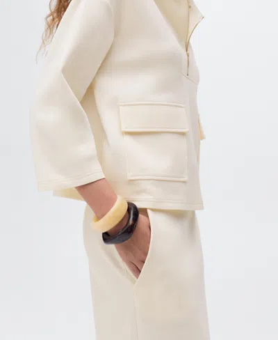 Mango Three-quarter Sleeve Jacket In Neutral