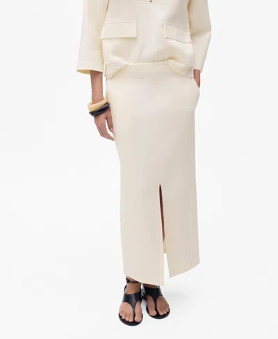 Mango Women's Slit Detail Cotton Skirt In Neutral