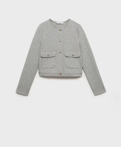 Mango Women's Pockets Cotton Cropped Jacket In Gray