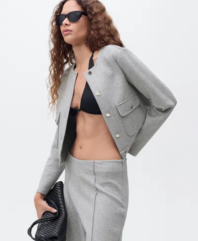 Mango Women's Cotton Crop Pants In Gray