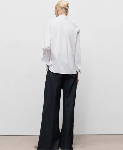 Mango Chemise En Mélange De Coton À Col Rabattu Blanc Cassé - Femme - L -  In White