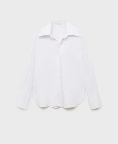 Mango Chemise En Mélange De Coton À Col Rabattu Blanc Cassé - Femme - L -  In White