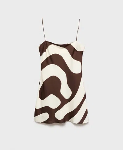 Mango Just Print Sleeveless Minidress In Brown