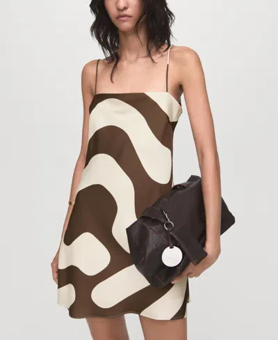 Mango Just Print Sleeveless Minidress In Brown