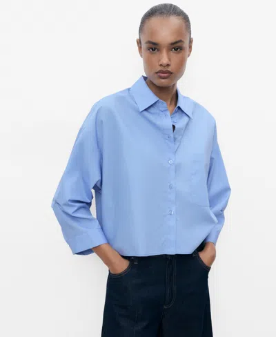 Mango Pocket Oversize Shirt Blue In Blue
