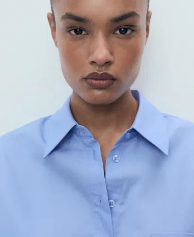 Mango Pocket Oversize Shirt Blue In Blue