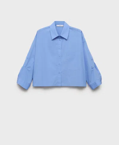 Mango Pocket Oversize Shirt Blue In Blue