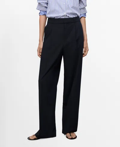 Mango Women's Low-rise Wide-leg Pants In Black