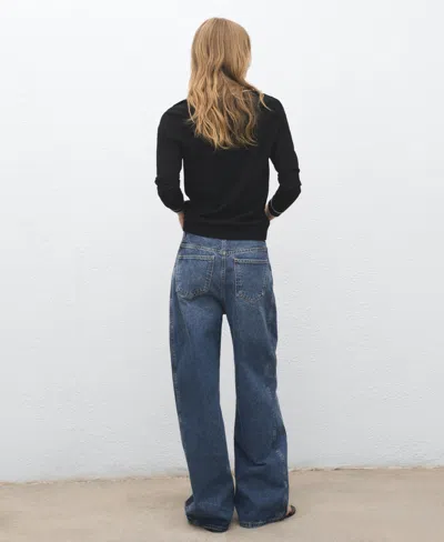 Mango Contrast V-neck Sweater In Multi