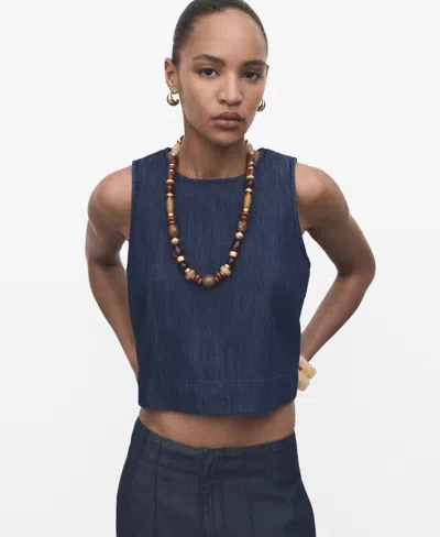 Mango Women's Denim Crop Top In Blue
