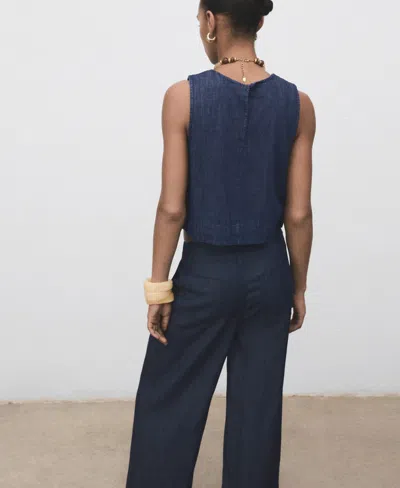 Mango Women's Denim Crop Top In Blue