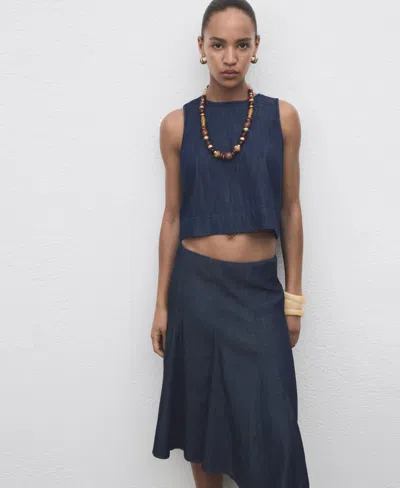 Mango Women's Denim Crop Top In Blue