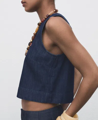 Mango Women's Denim Crop Top In Blue